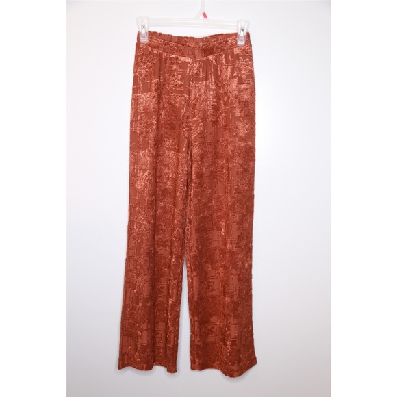 NWT Zara Size M Terracotta Wide Leg Textured Pants - Picture 8 of 8